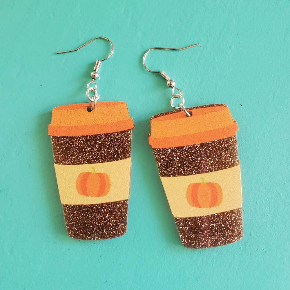 Pumpkin Spice Acyrlic Earrings Drop Dangle NEW